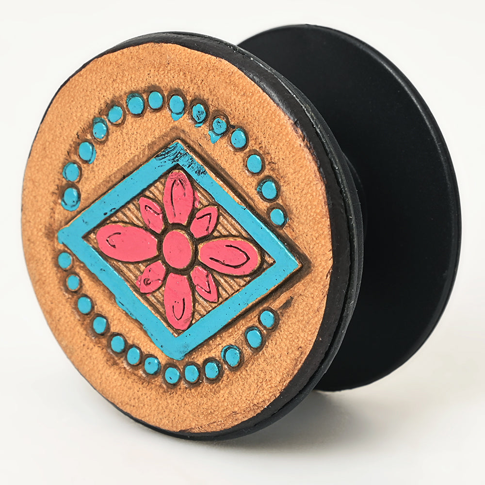 American Darling Hand Tooled Painted Pop Phone Grip Stand Holder Tan