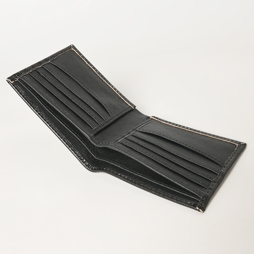 American Darling Western Bifold Wallet Handcrafted from Tooled Genuine Leather | Floral Carved Design with Multiple Card Slots
