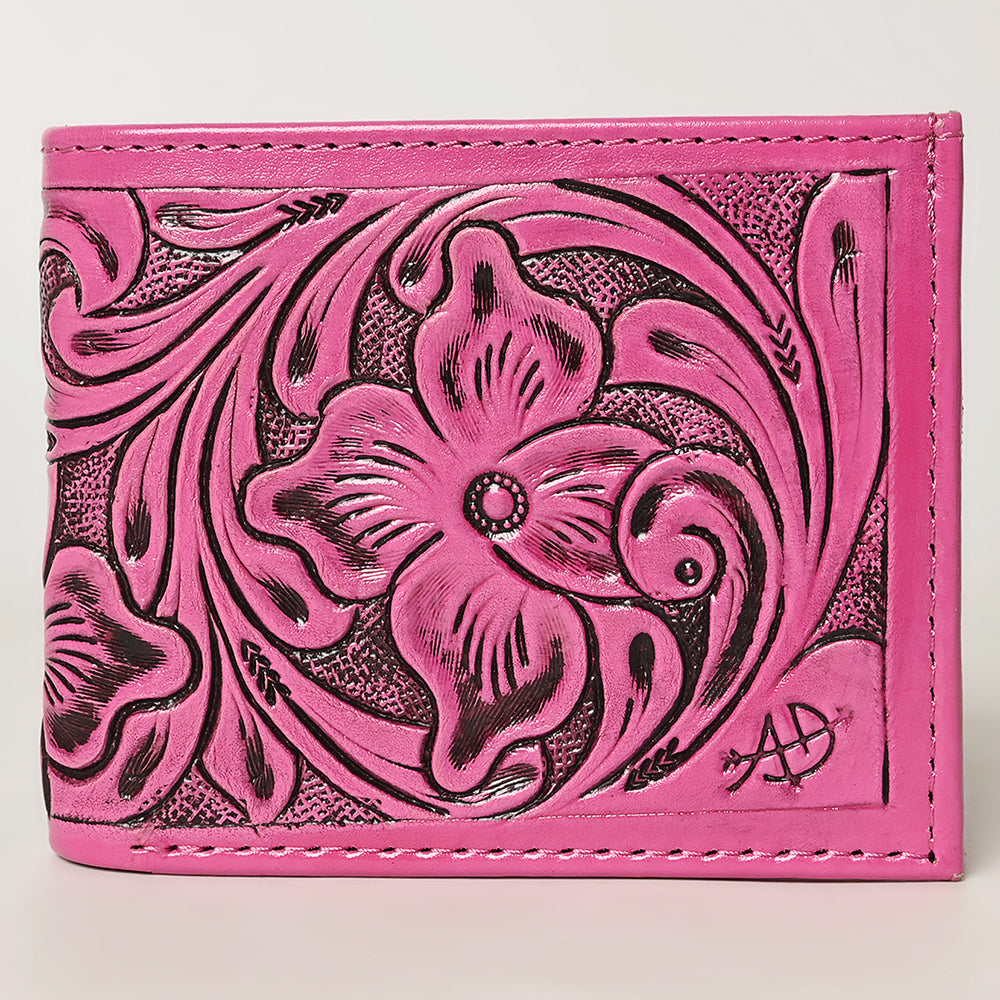 American Darling Western Bifold Wallet Handcrafted from Tooled Genuine Leather | Floral Carved Design with Multiple Card Slots