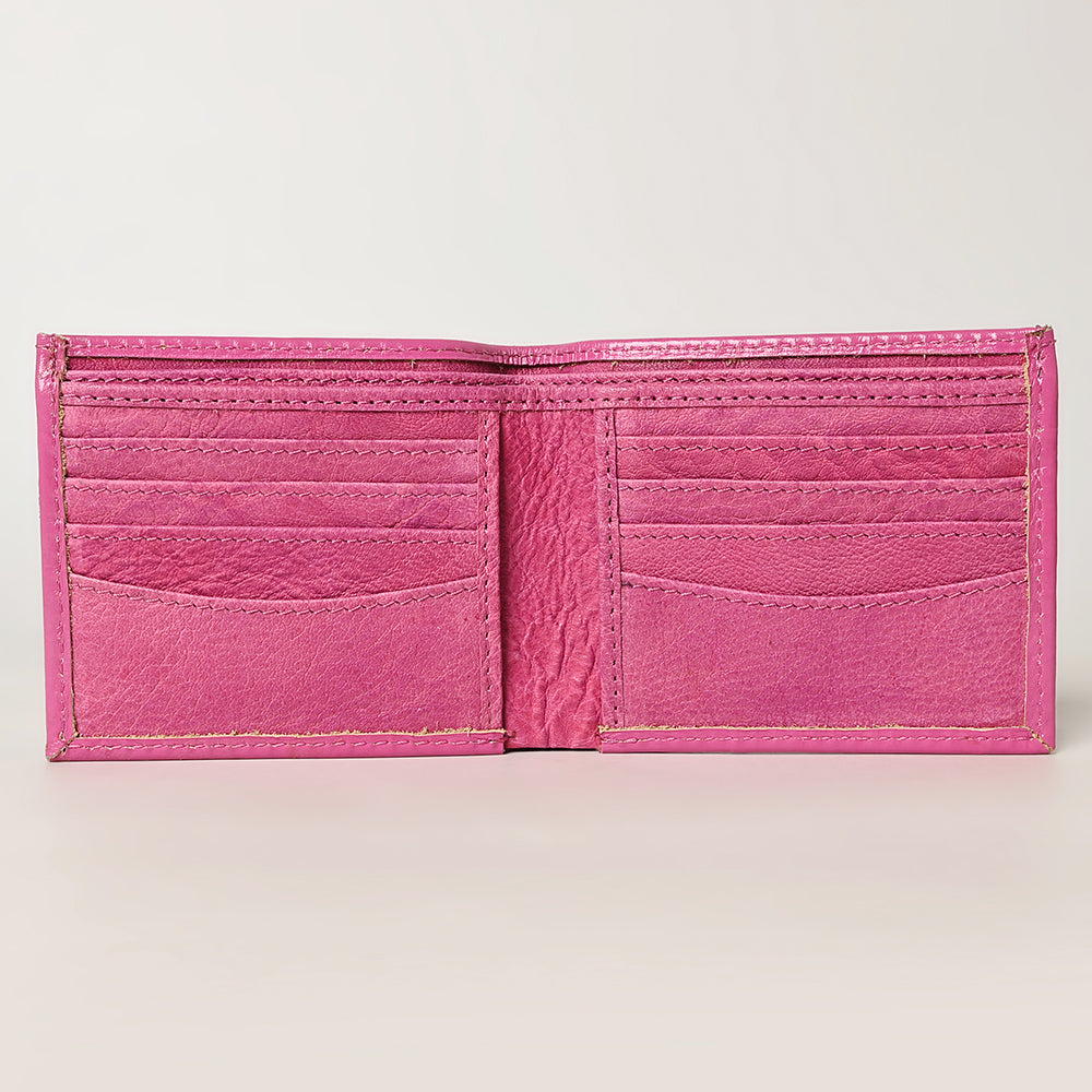 American Darling Western Bifold Wallet Handcrafted from Tooled Genuine Leather | Floral Carved Design with Multiple Card Slots
