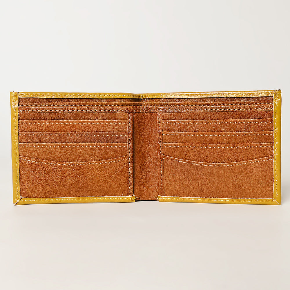 American Darling Western Bifold Wallet Handcrafted from Tooled Genuine Leather | Floral Carved Design with Multiple Card Slots