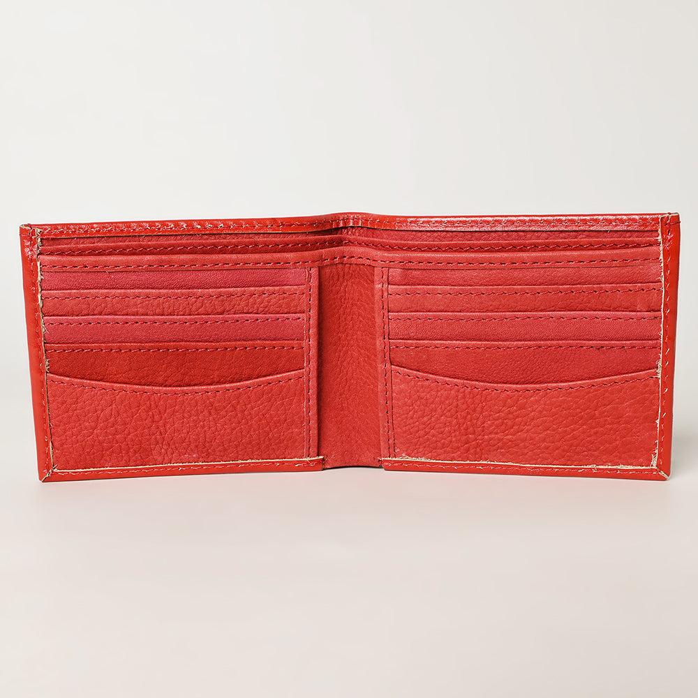 American Darling Western Bifold Wallet Handcrafted from Tooled Genuine Leather | Floral Carved Design with Multiple Card Slots