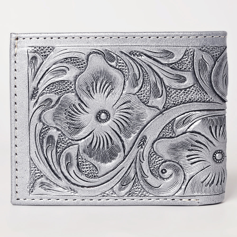 American Darling Western Bifold Wallet Handcrafted from Tooled Genuine Leather | Floral Carved Design with Multiple Card Slots