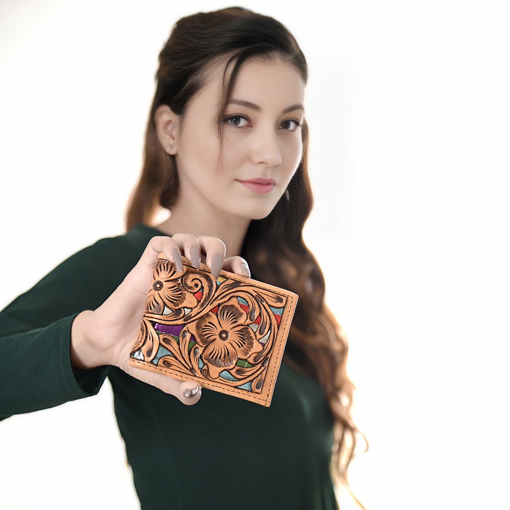 American Darling Wallet Hand Tooled Genuine Leather