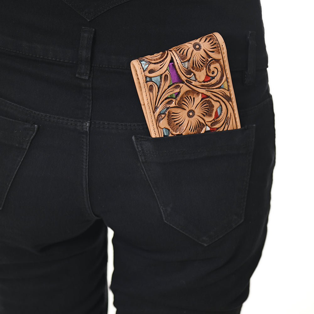American Darling Wallet Hand Tooled Genuine Leather