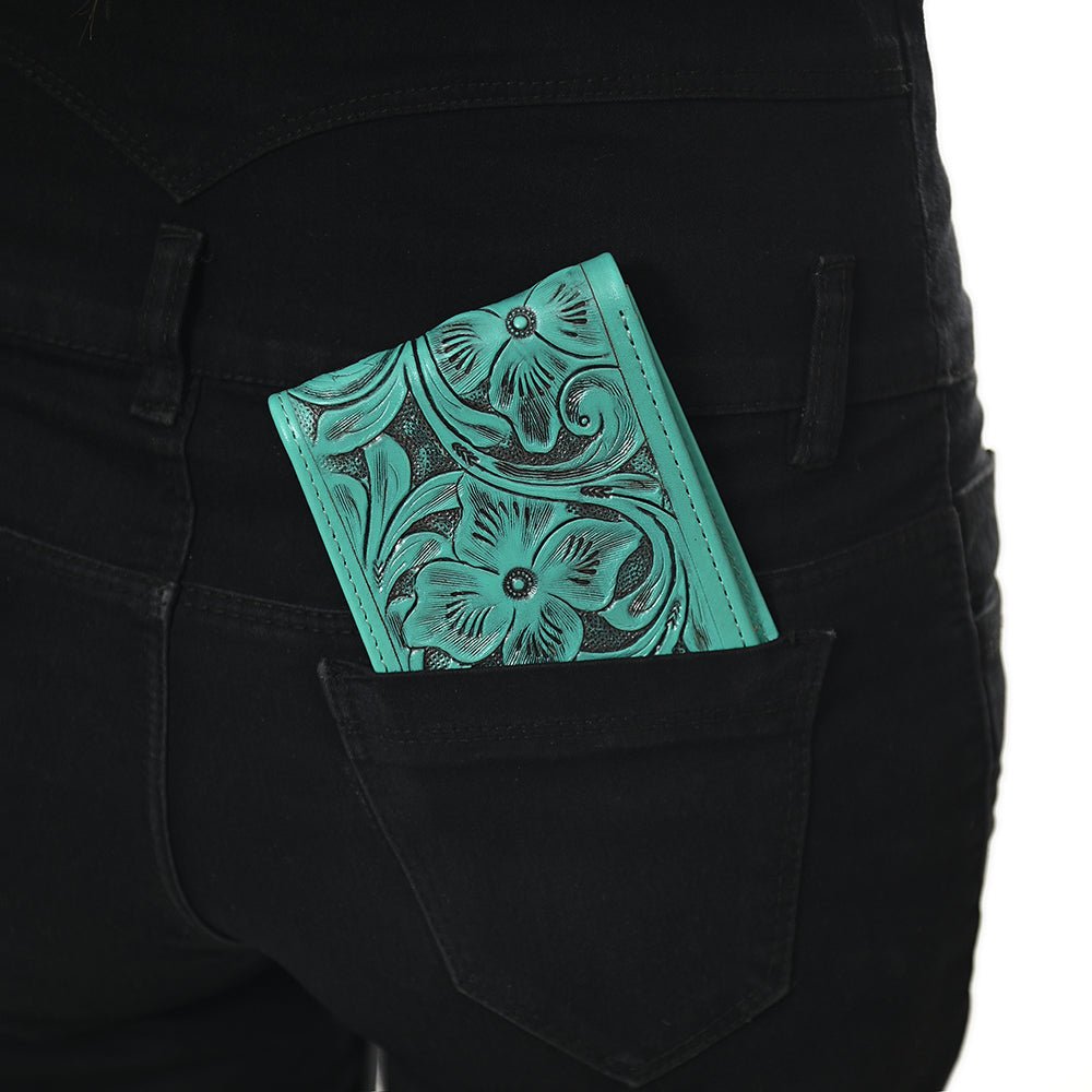 American Darling Wallet Hand Tooled Genuine Leather