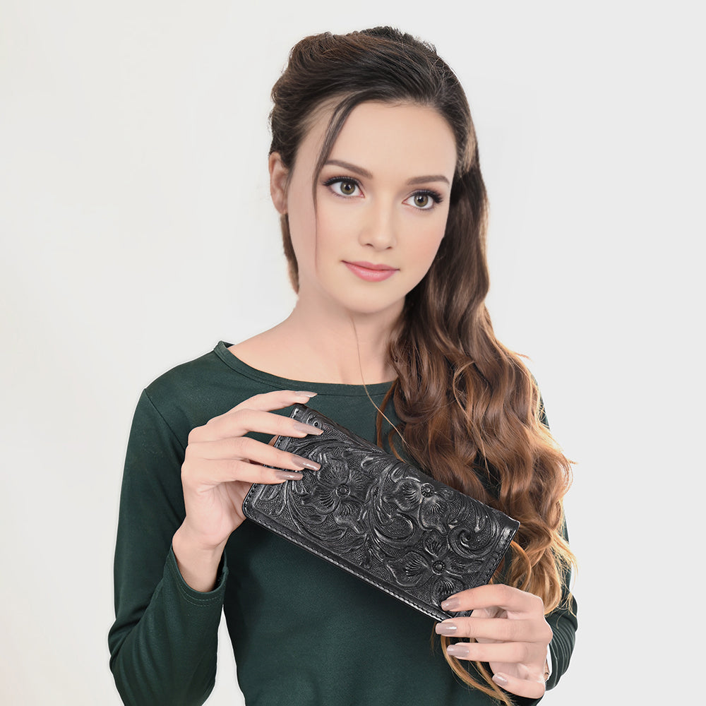 American Darling Wallet Hand Tooled Genuine Leather