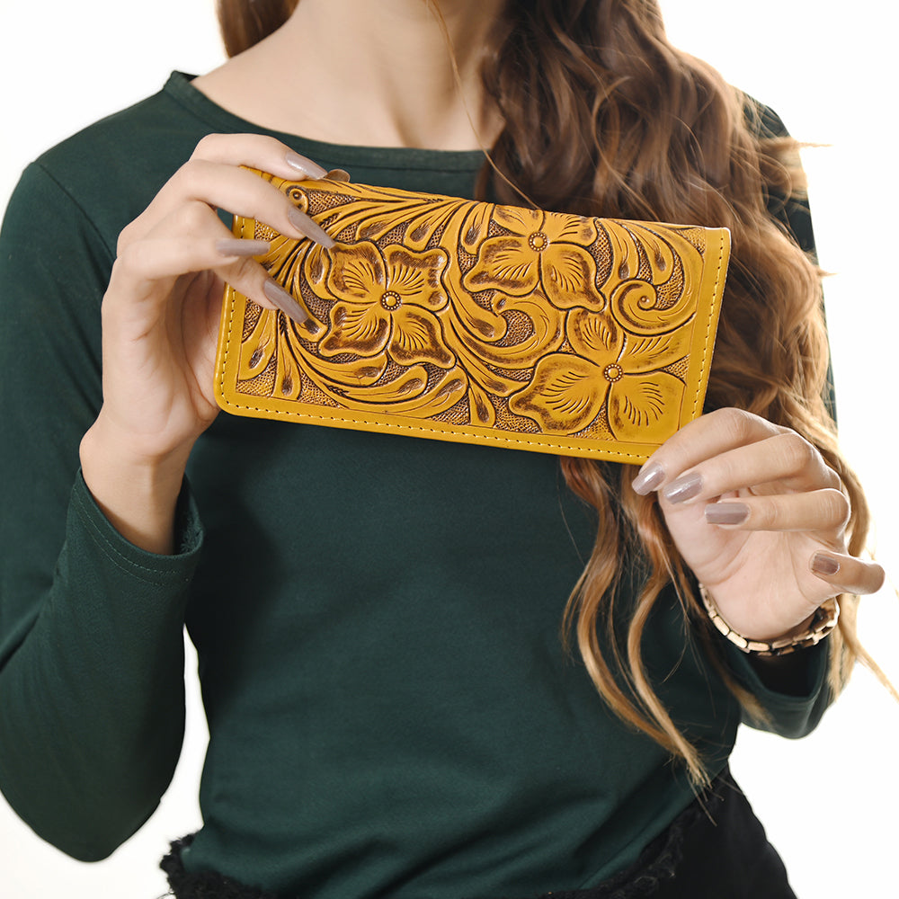 American Darling Wallet Hand Tooled Genuine Leather