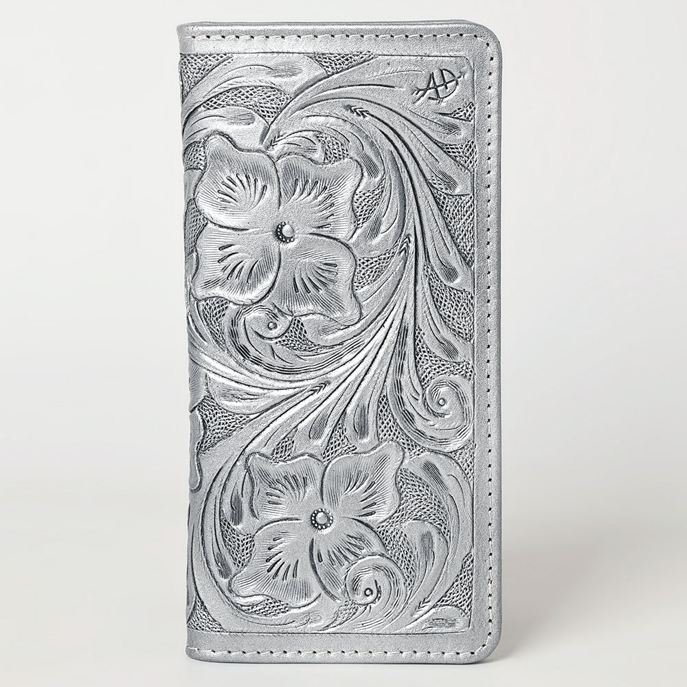 American Darling Hand-Tooled Genuine Leather Wallet Handbag – Floral Carved Western Women’s Wallet with Card Slots & Bill Compartments