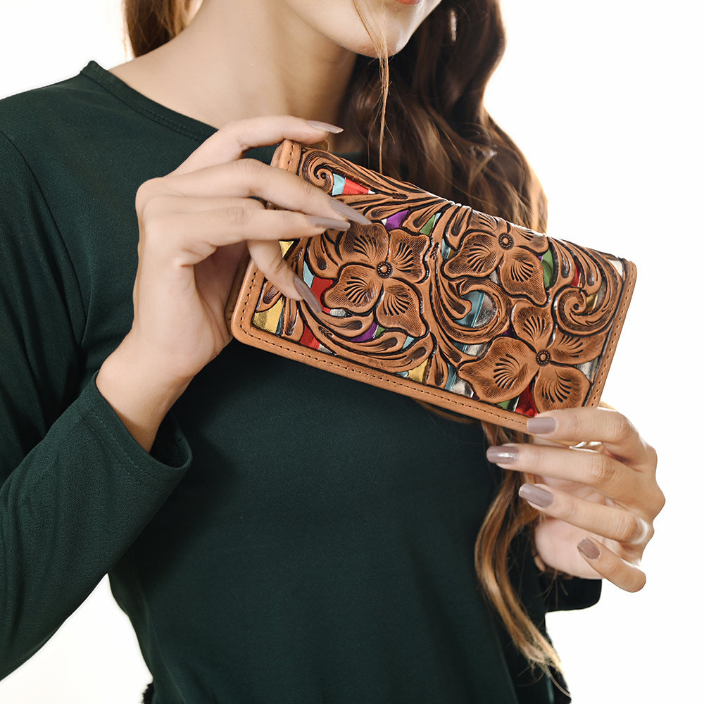 American Darling Wallet Hand Tooled Genuine Leather
