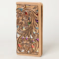 American Darling Hand-Tooled Genuine Leather Wallet Handbag – Floral Carved Western Women’s Wallet with Card Slots & Bill Compartments