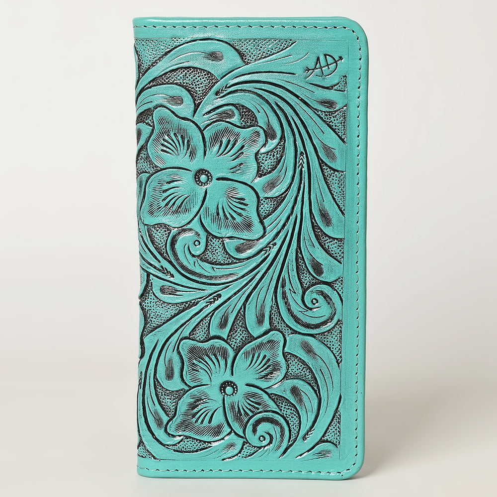 American Darling Hand-Tooled Genuine Leather Wallet Handbag – Floral Carved Western Women’s Wallet with Card Slots & Bill Compartments