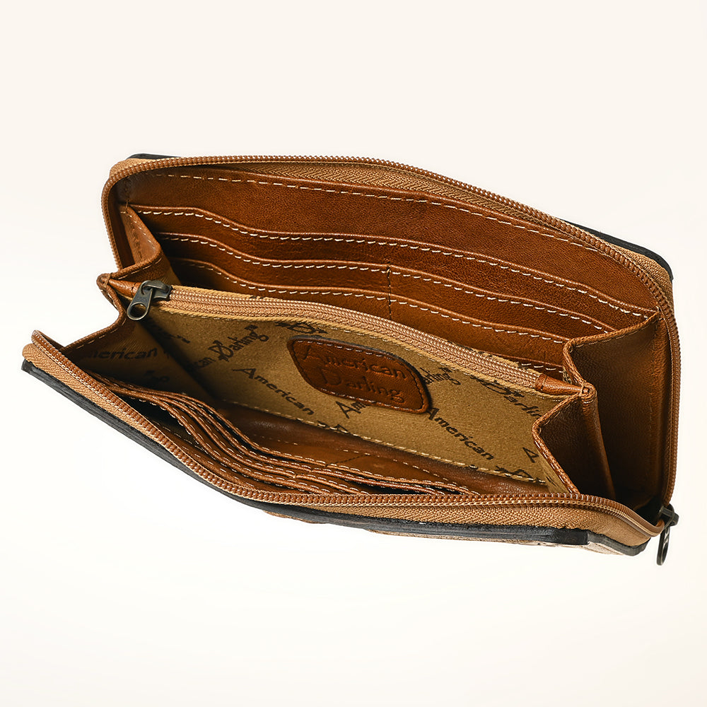 American Darling Wallet Hand Tooled Genuine Leather
