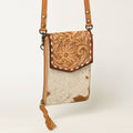 American Darling Cell Phone holder, Genuine Hair-On Cowhide & Full Grain Leather, Western Crossbody Bag, 7in X 4in X 1in