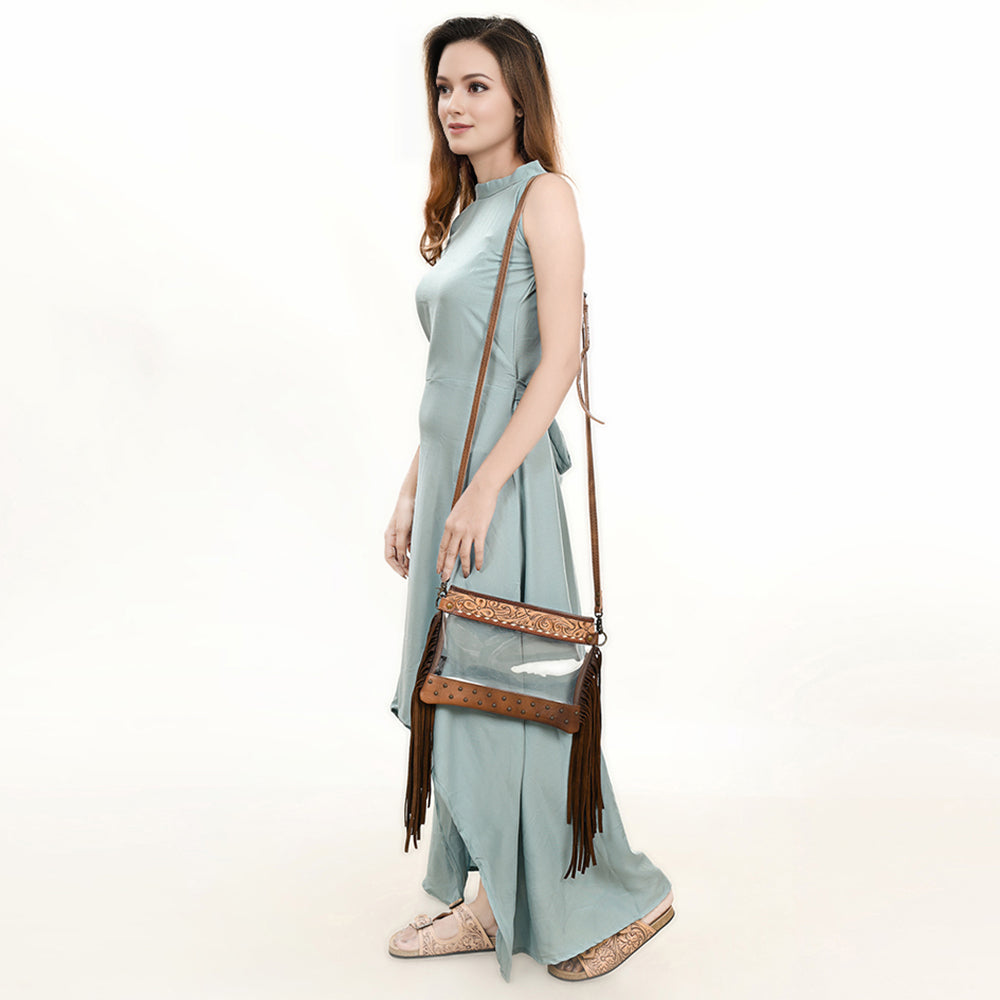 American Darling Clear Bag Hand Tooled Genuine Leather