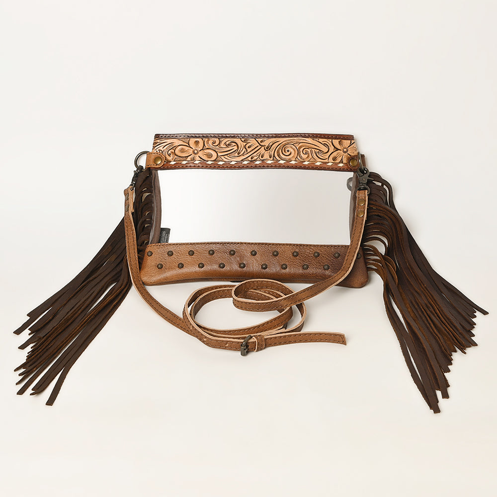 American Darling Clear Bag Hand Tooled Genuine Leather