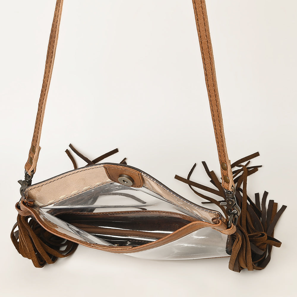 American Darling Clear Bag Hand Tooled Genuine Leather