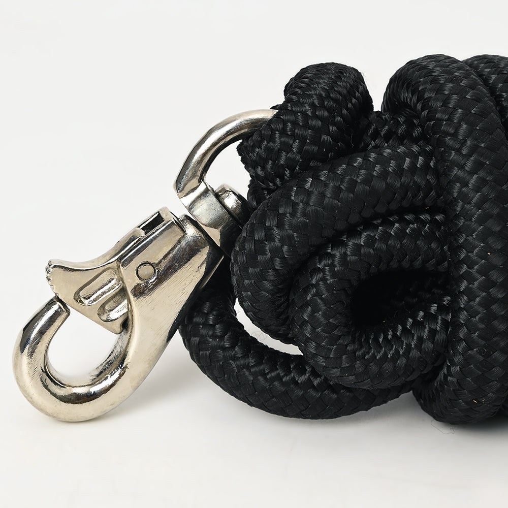 14 ft & 25 ft. Hilason Western Horse Nylon Lead Rope w/ snap and Latigo Ends Black & Brown | Lead Rope for Horses