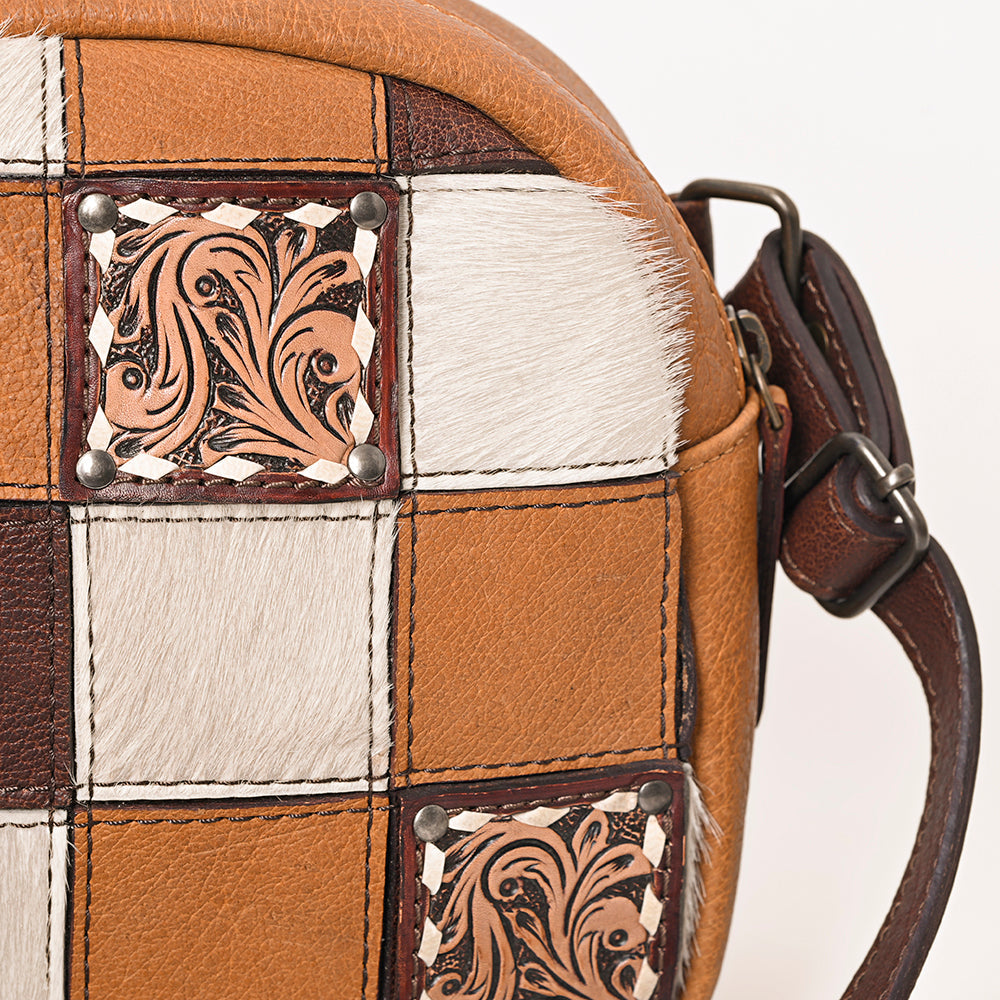 American Darling Hand-Tooled Hair-On Genuine Leather Bag