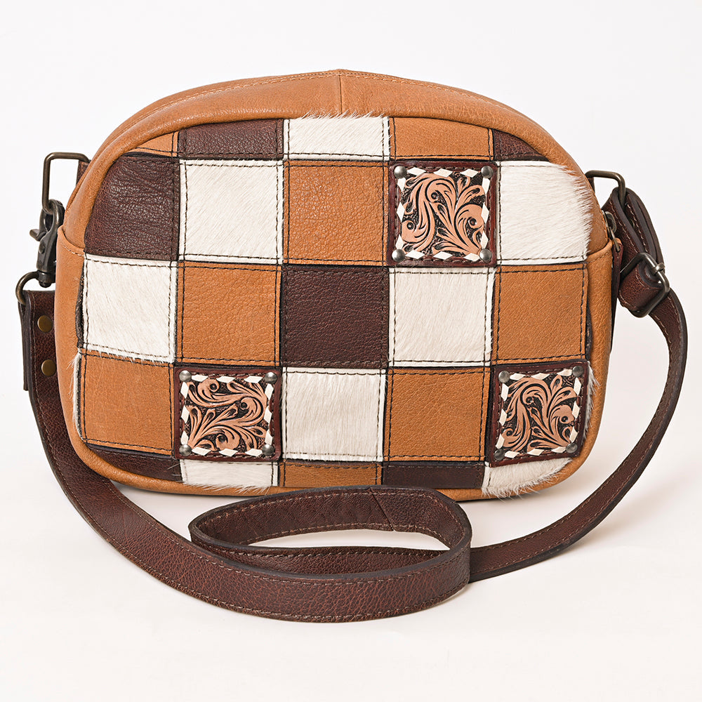 American Darling Hand-Tooled Hair-On Genuine Leather Bag