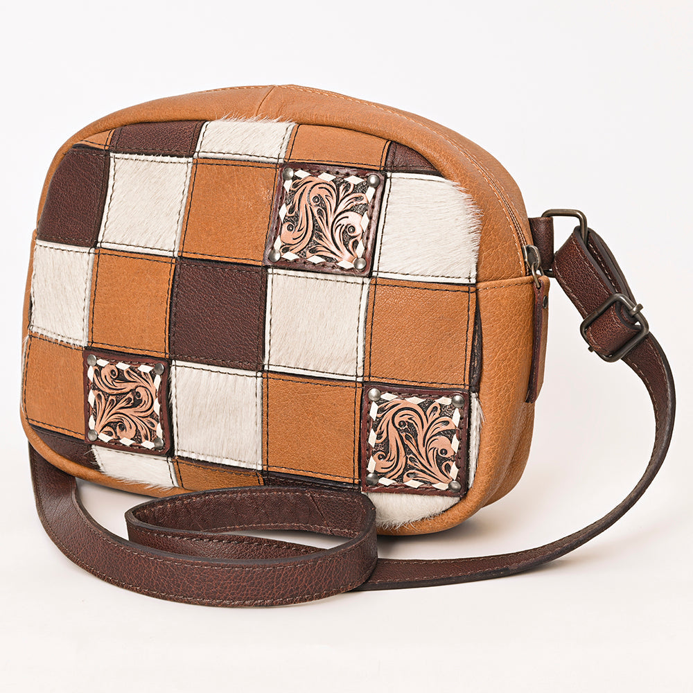 American Darling Hand-Tooled Hair-On Genuine Leather Bag