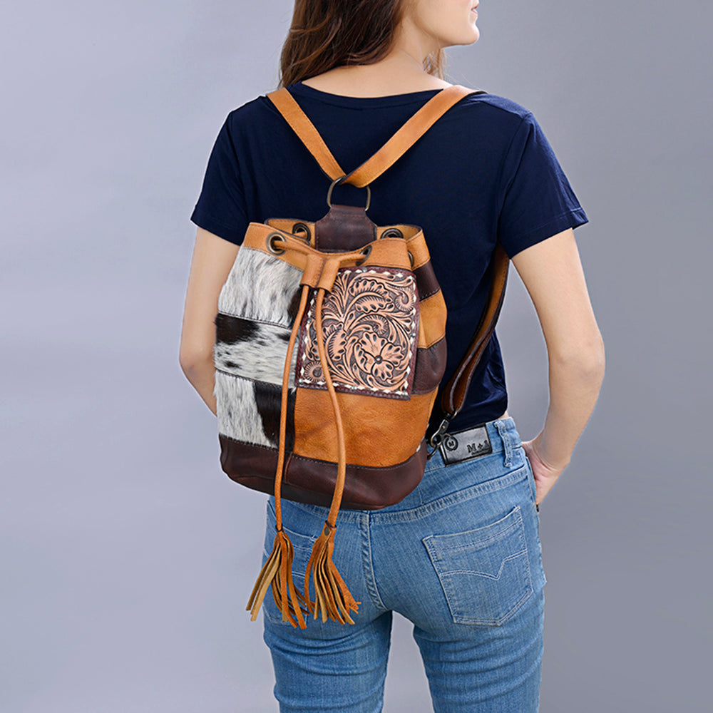 American Darling Bucket Hand Tooled Hair-On Genuine Leather