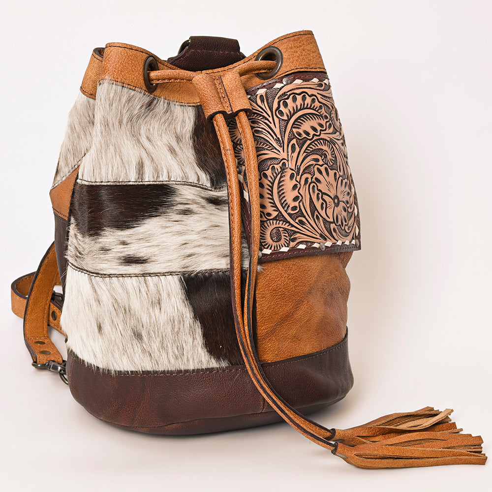 American Darling Bucket Hand Tooled Hair-On Genuine Leather