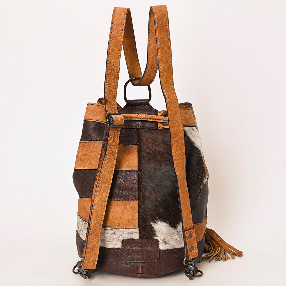American Darling Bucket Hand Tooled Hair-On Genuine Leather
