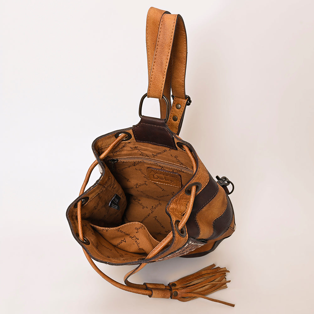 American Darling Bucket Hand Tooled Hair-On Genuine Leather