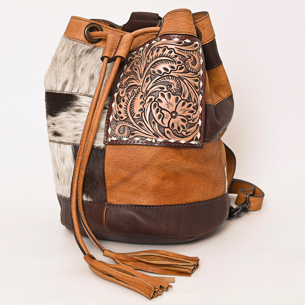 American Darling Bucket Hand Tooled Hair-On Genuine Leather