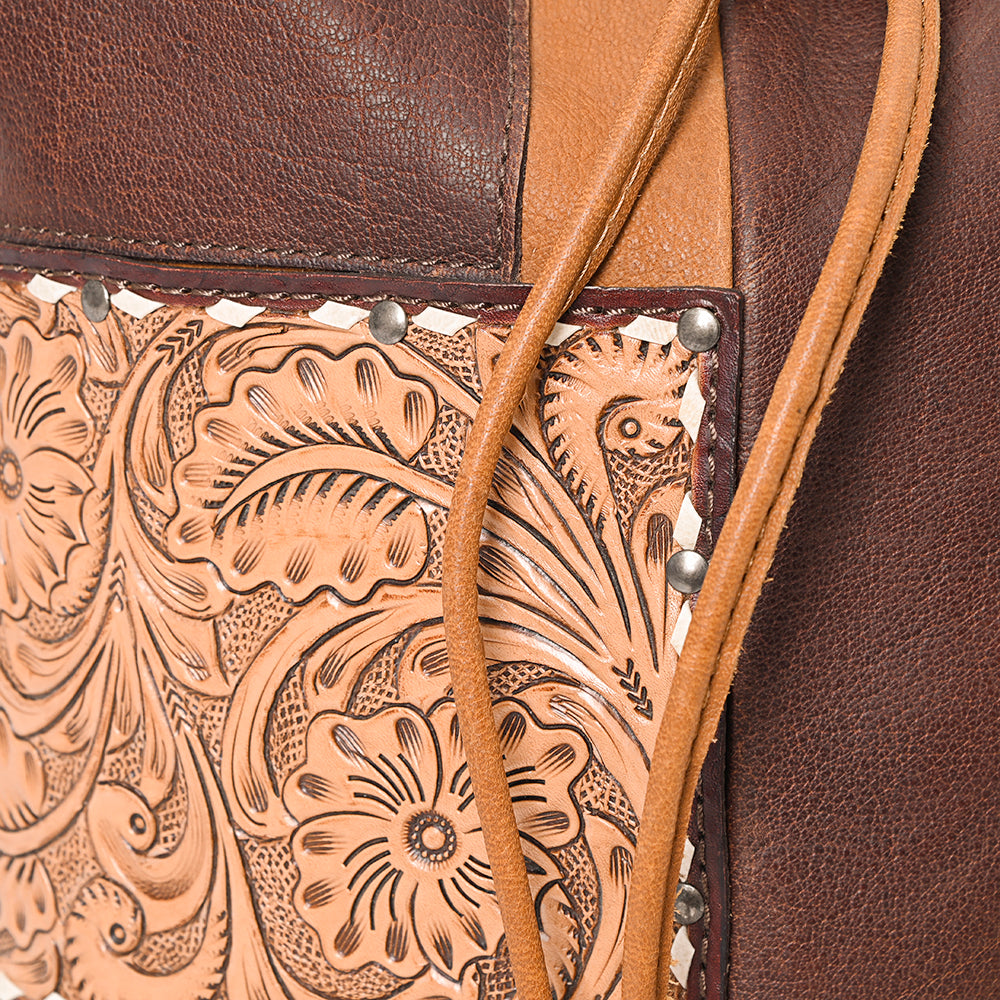 American Darling Bucket Hand Tooled Hair-On Genuine Leather