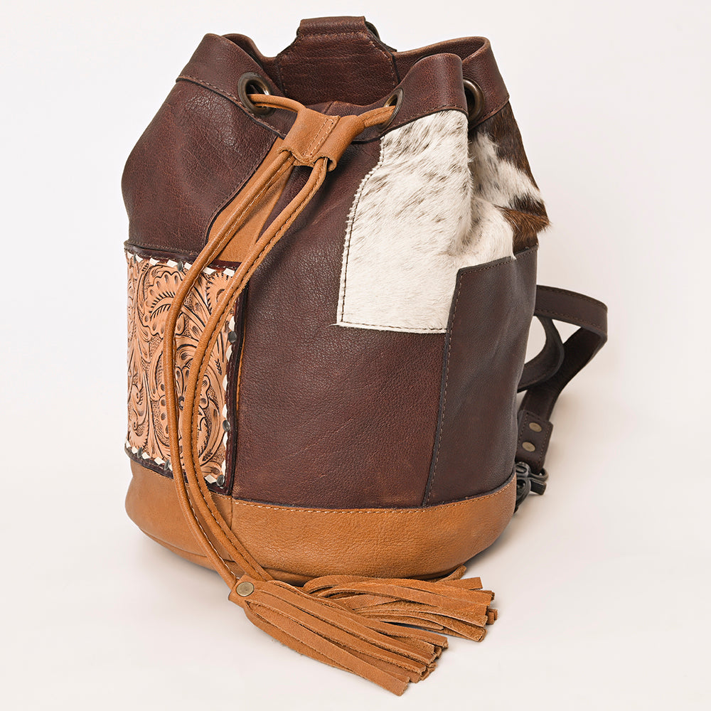 American Darling Bucket Hand Tooled Hair-On Genuine Leather