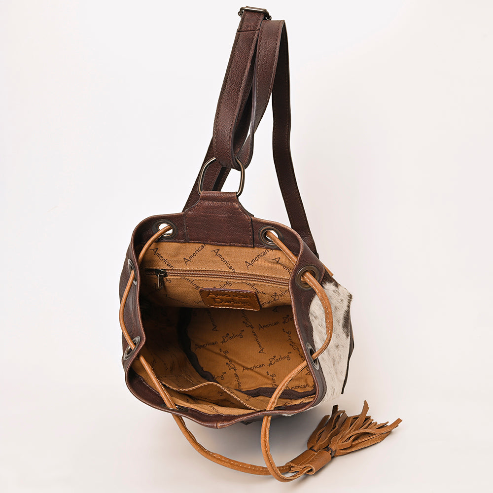 American Darling Bucket Hand Tooled Hair-On Genuine Leather