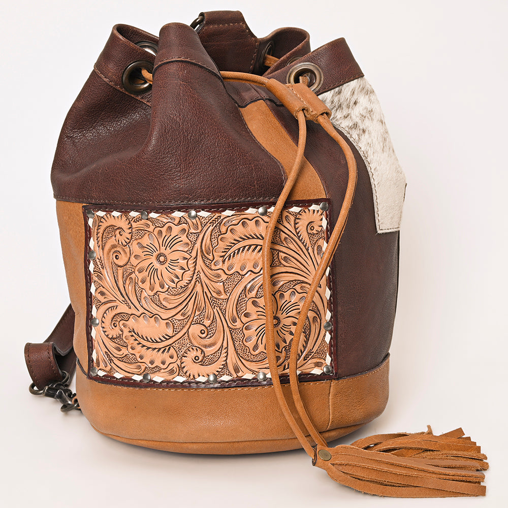 American Darling Bucket Hand Tooled Hair-On Genuine Leather
