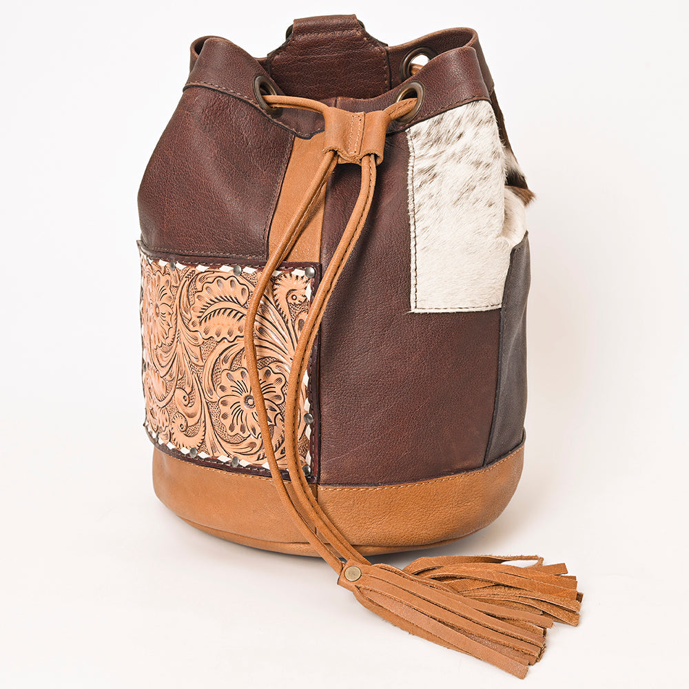 American Darling Bucket Hand Tooled Hair-On Genuine Leather