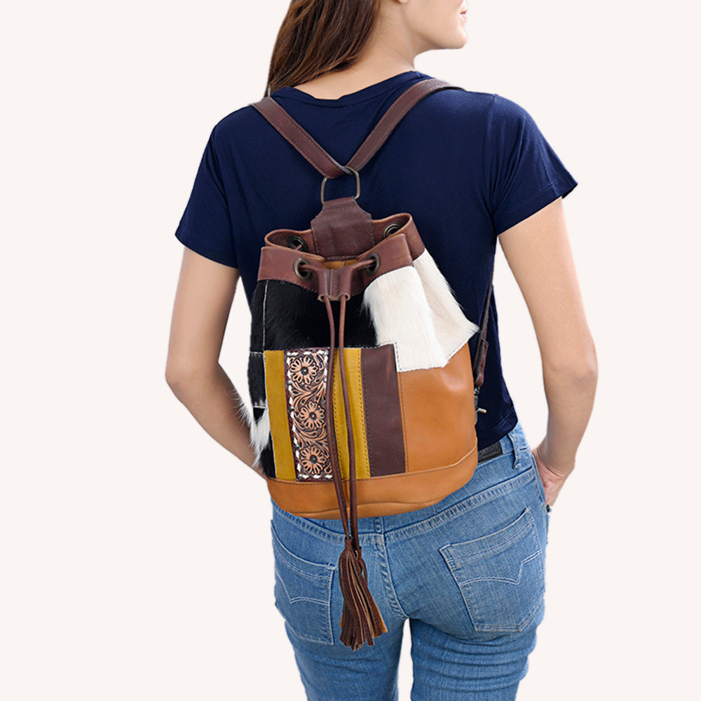 American Darling Bucket Hand Tooled Hair-On Genuine Leather