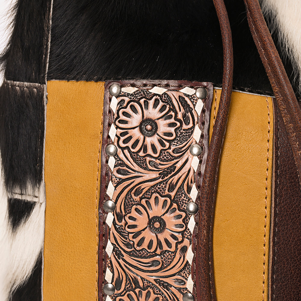 American Darling Bucket Hand Tooled Hair-On Genuine Leather