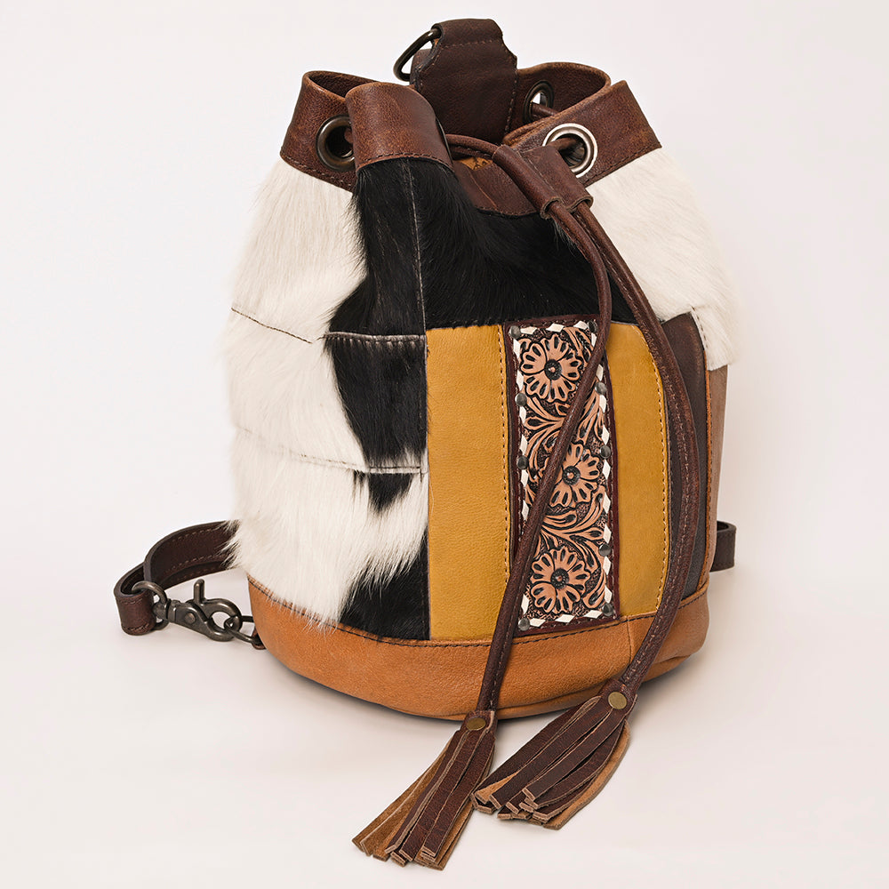American Darling Bucket Hand Tooled Hair-On Genuine Leather