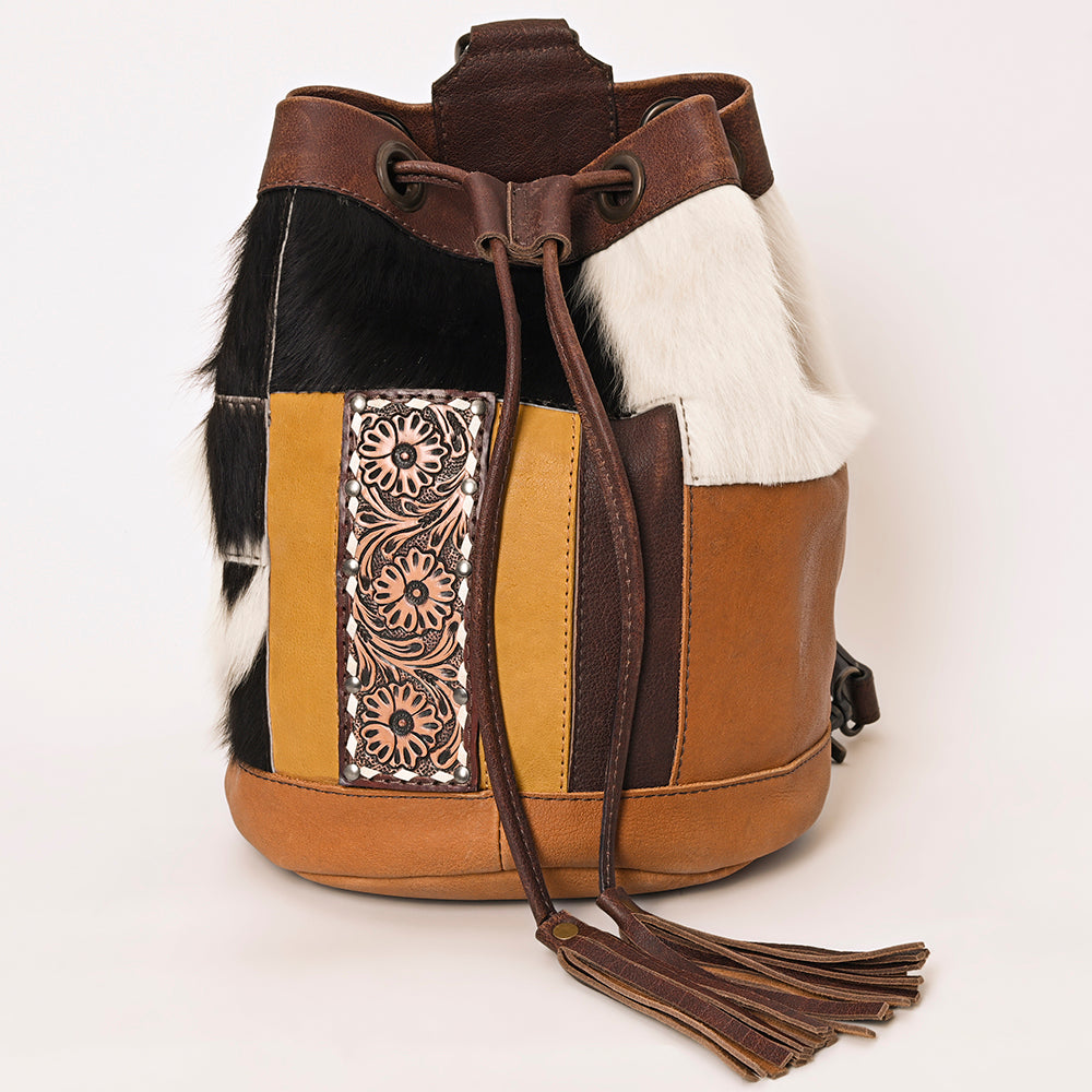 American Darling Bucket Hand Tooled Hair-On Genuine Leather