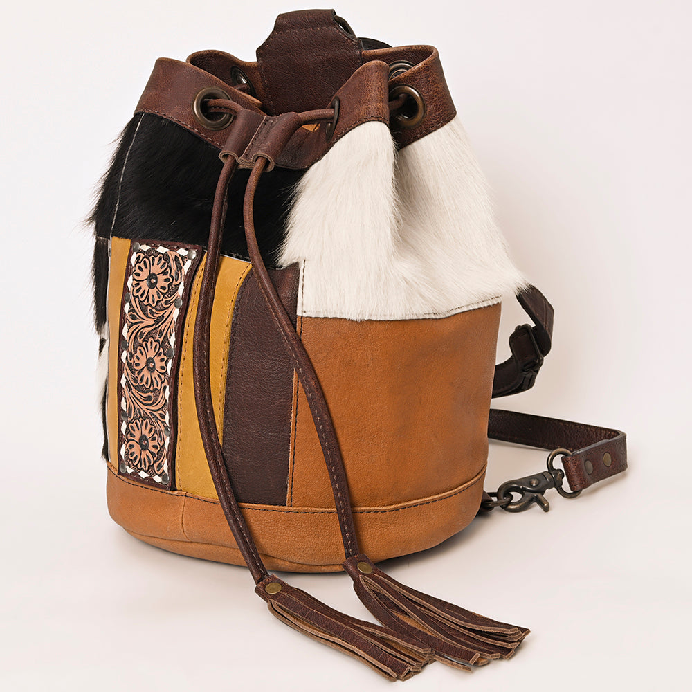 American Darling Bucket Hand Tooled Hair-On Genuine Leather