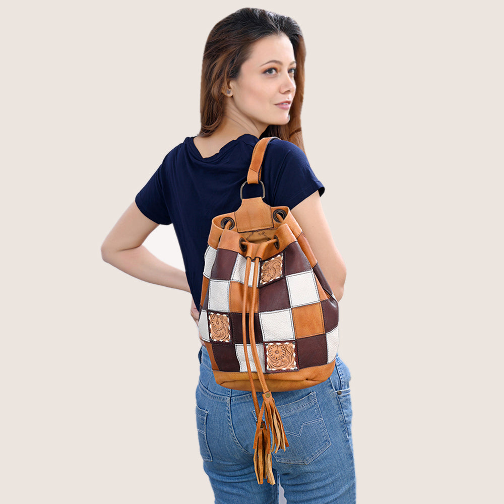 American Darling Bucket Hand Tooled Hair-On Genuine Leather