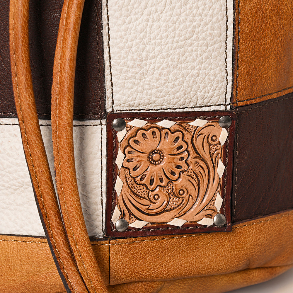 American Darling Bucket Hand Tooled Hair-On Genuine Leather