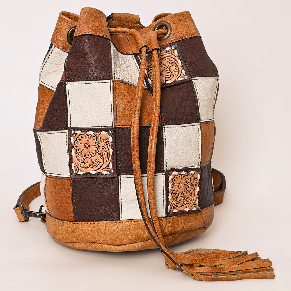 American Darling Bucket Hand Tooled Hair-On Genuine Leather