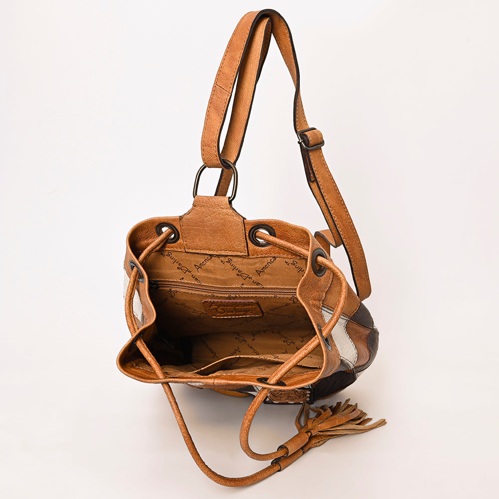 American Darling Bucket Hand Tooled Hair-On Genuine Leather