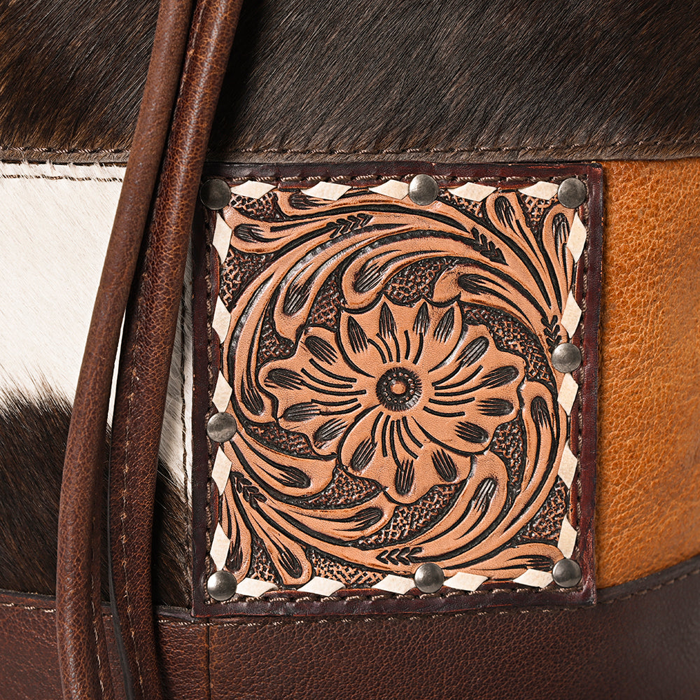 American Darling Bucket Hand Tooled Hair-On Genuine Leather