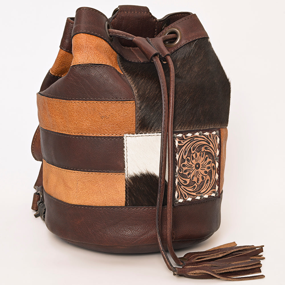 American Darling Bucket Hand Tooled Hair-On Genuine Leather