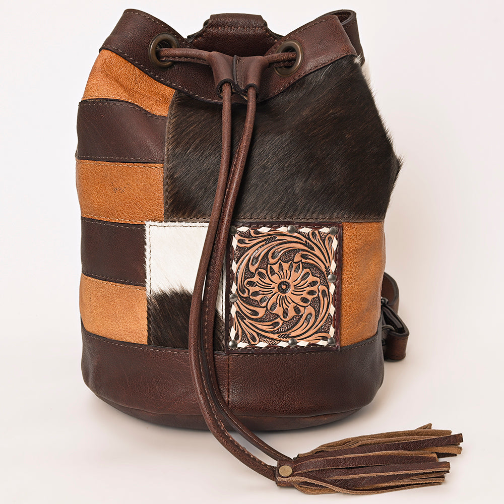 American Darling Bucket Hand Tooled Hair-On Genuine Leather