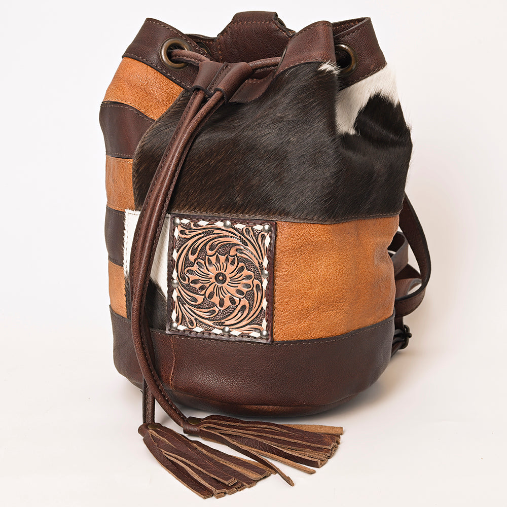 American Darling Bucket Hand Tooled Hair-On Genuine Leather