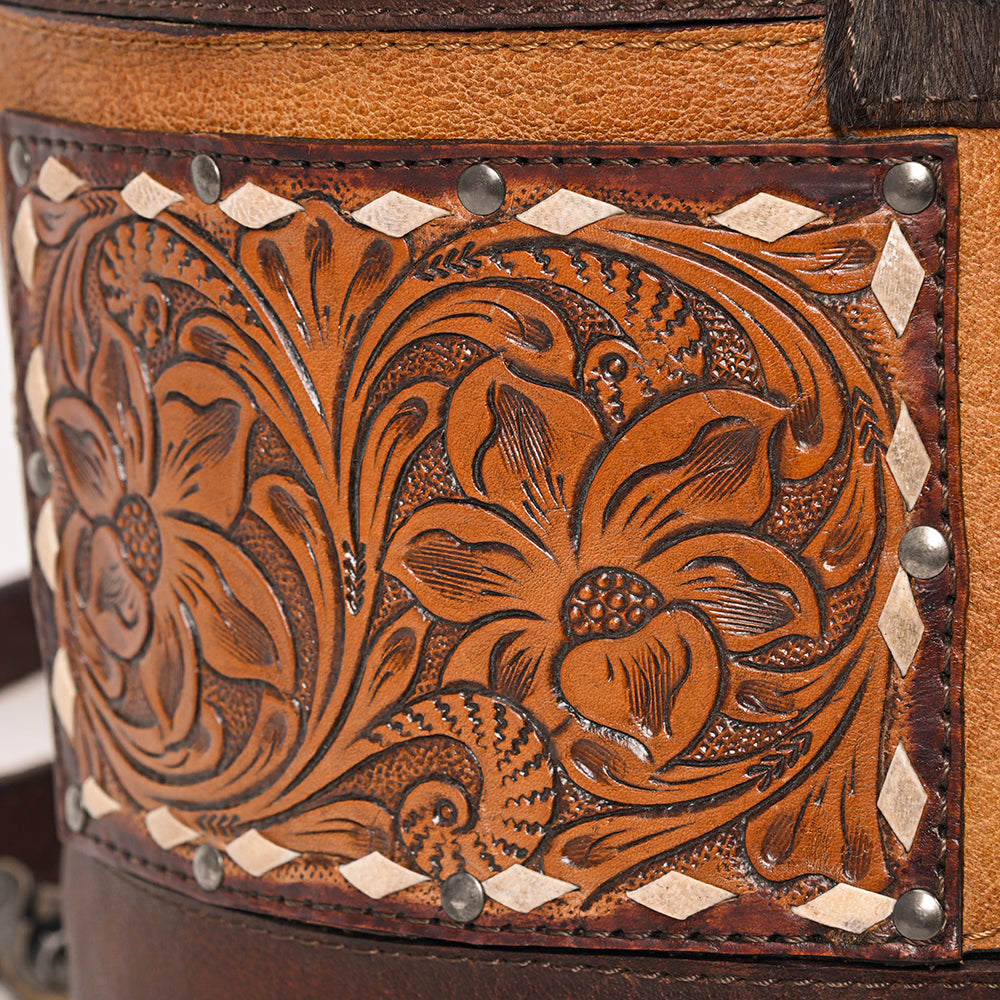 American Darling Bucket Hand Tooled Hair-On Genuine Leather