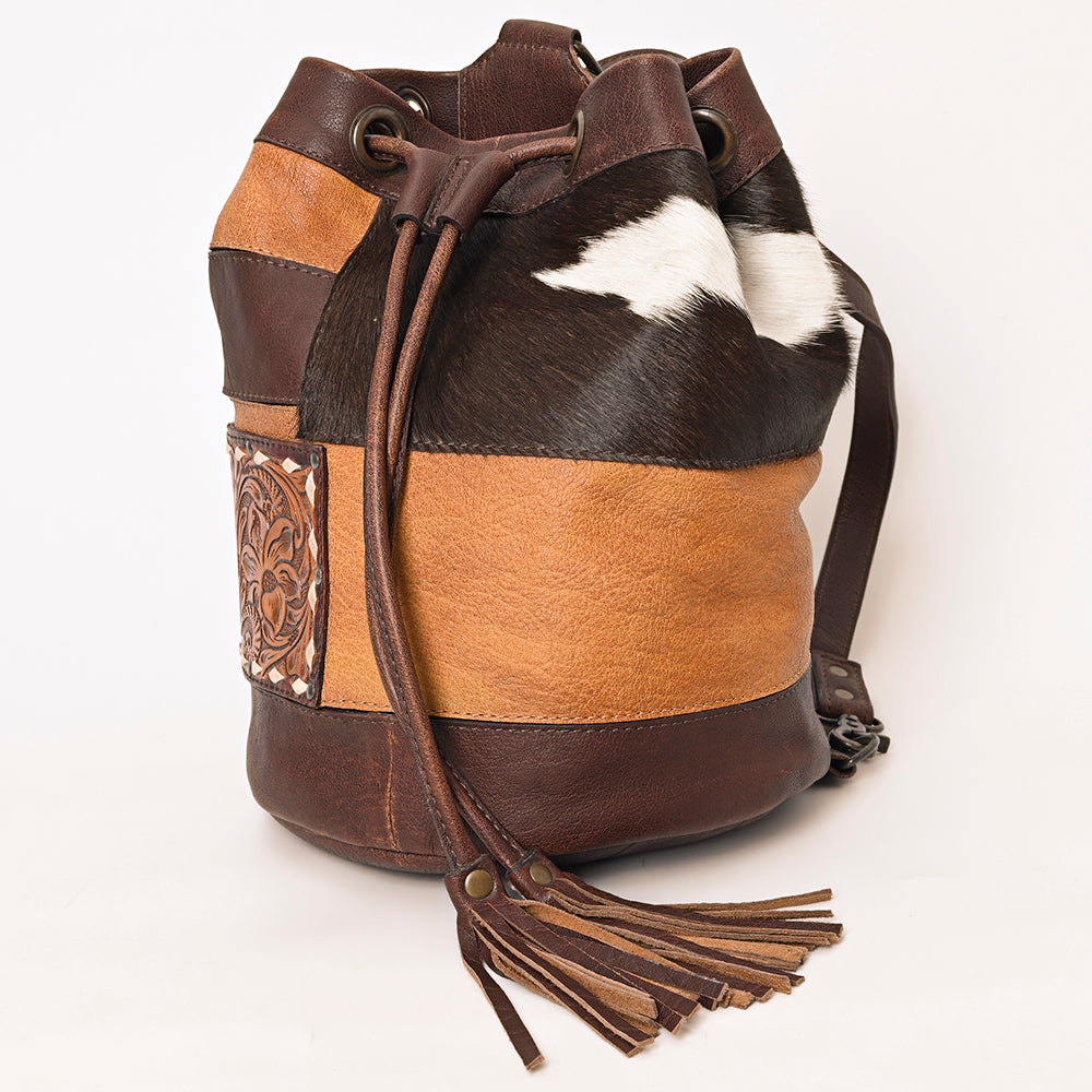 American Darling Bucket Hand Tooled Hair-On Genuine Leather